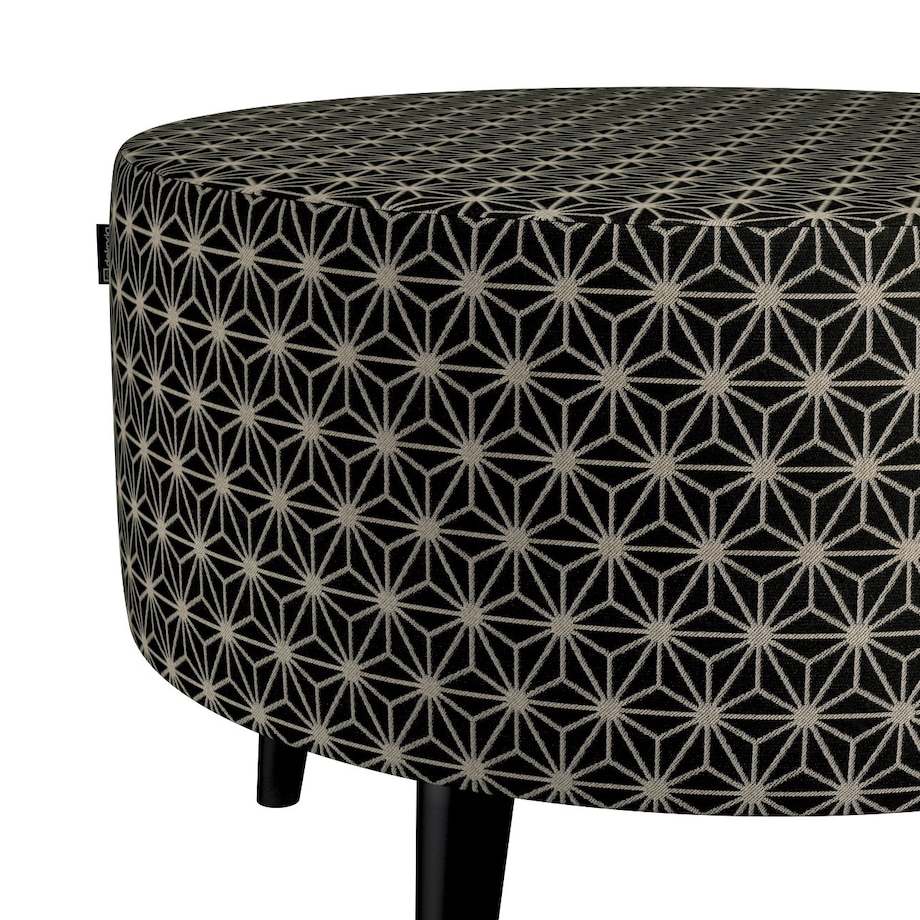 Podnóżek okrągły I, czarno-beżowy wzór ze złotą nitką, Ø60 x 40 cm, do -50%