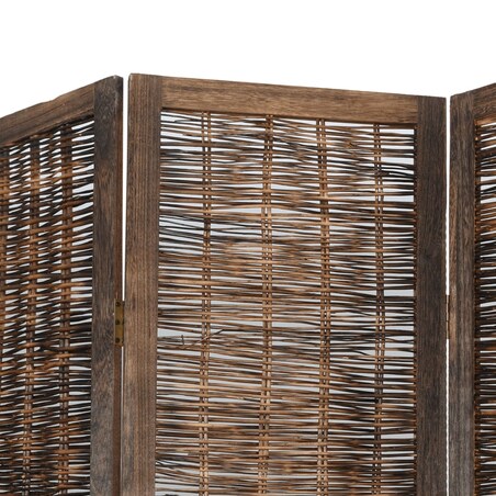 vidaXL Parawan pokojowy, 3-panelowy, ciemny brąz, lite drewno paulowni