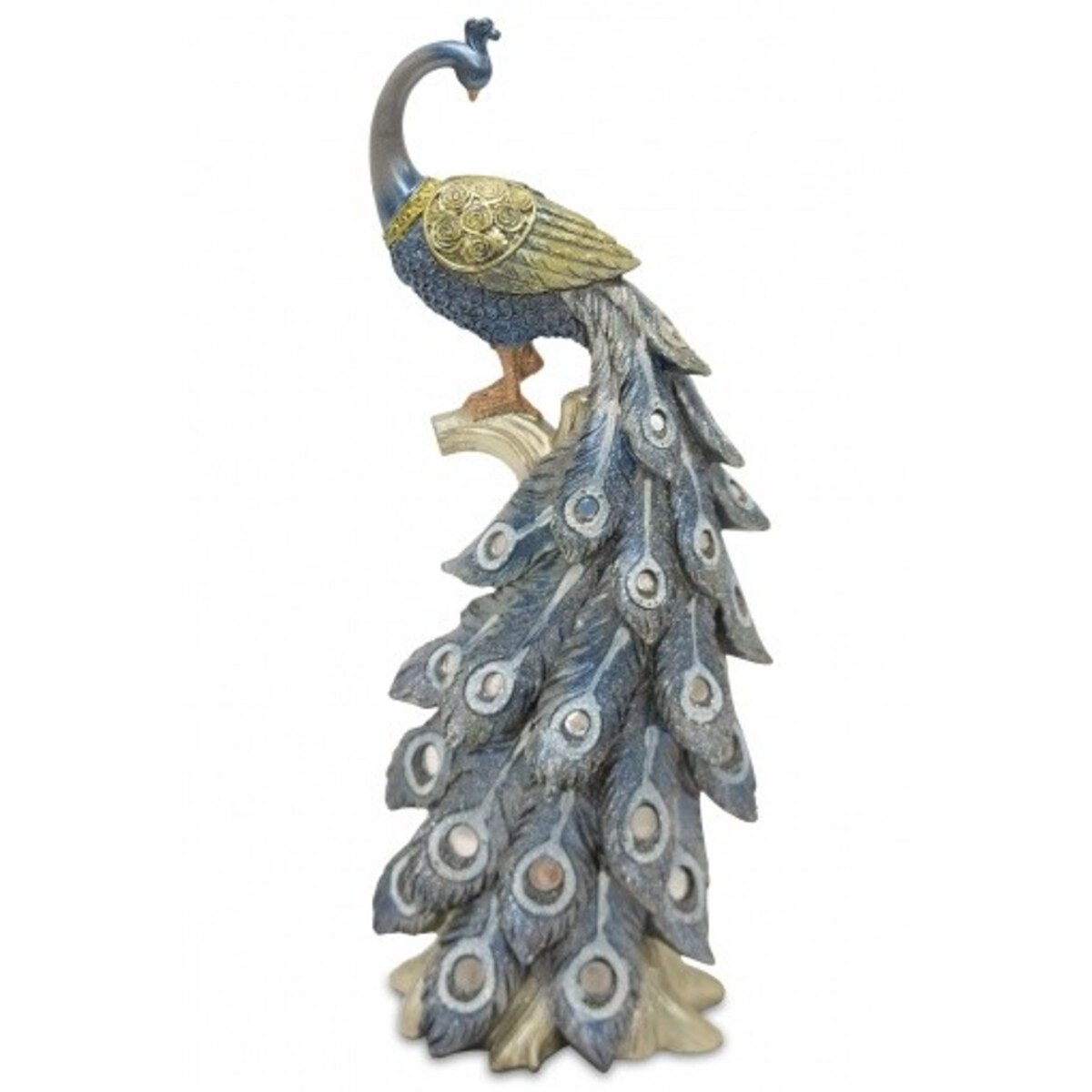 Dekoracja - Paw 37x15x10,5 cm PAVO-4 złoto-niebieski