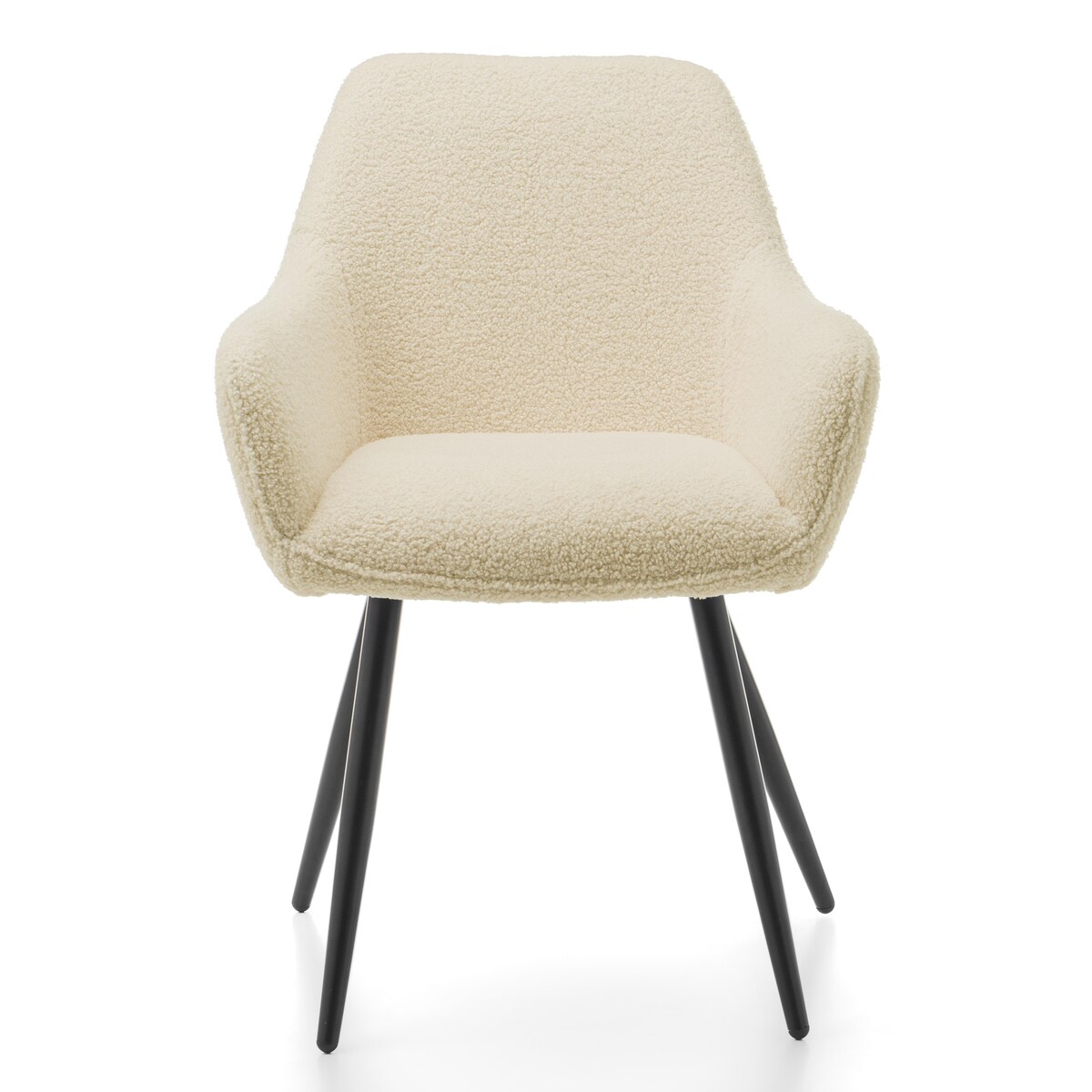 KRZESŁO TAPICEROWANE PIKOWANE TKANINA BOUCLE TEDDY JASNY BEŻ