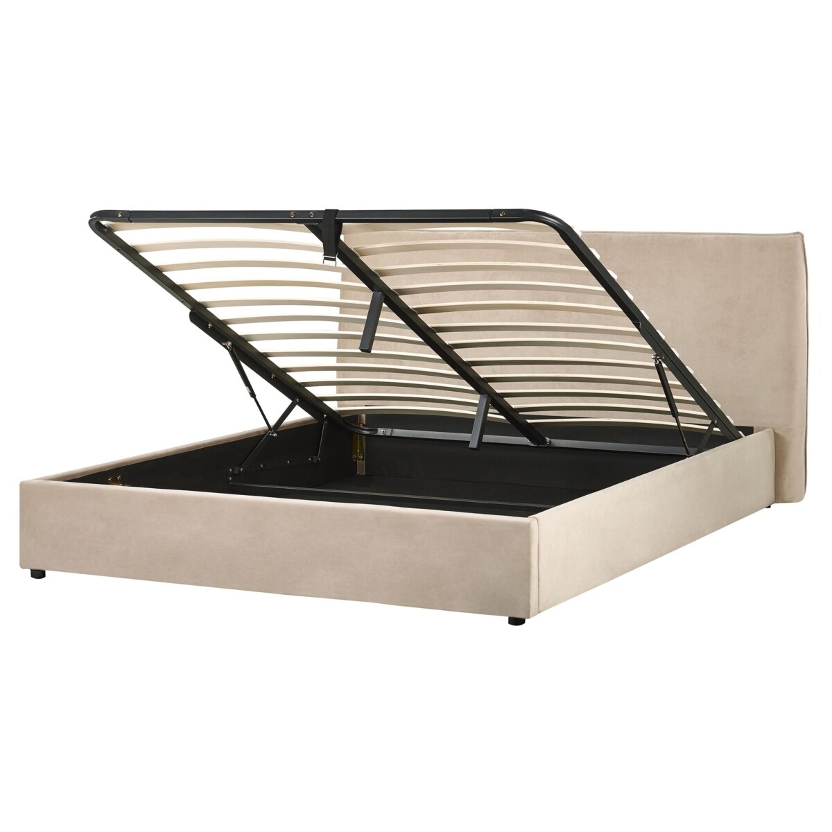 Łóżko z pojemnikiem welurowe 160 x 200 cm beżowoszare LAVAUR