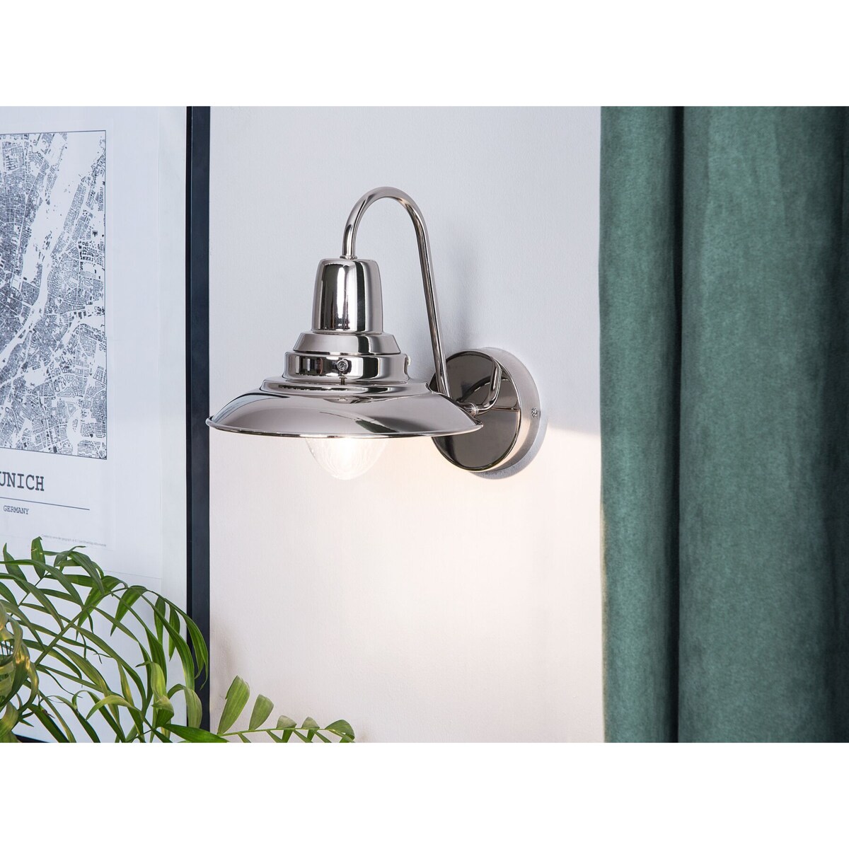 Lampa ścienna metalowa srebrna LUZA