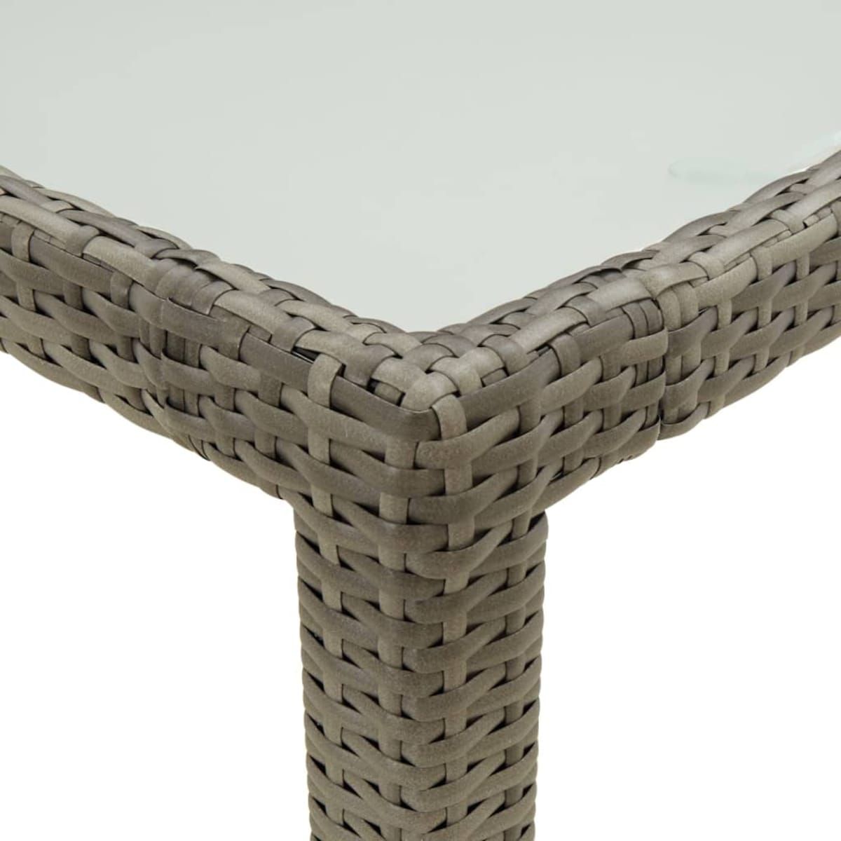 vidaXL Stół ogrodowy, 150x90x75 cm, szkło hartowane i rattan PE, szary