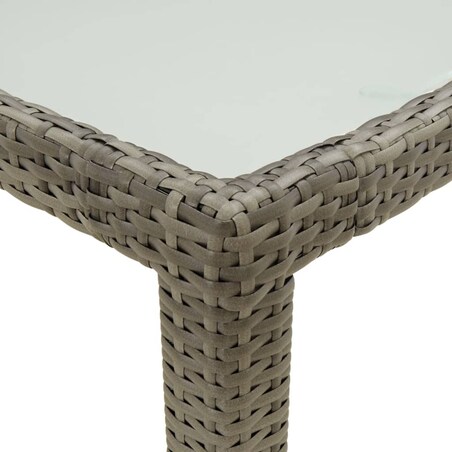 vidaXL Stół ogrodowy, 150x90x75 cm, szkło hartowane i rattan PE, szary