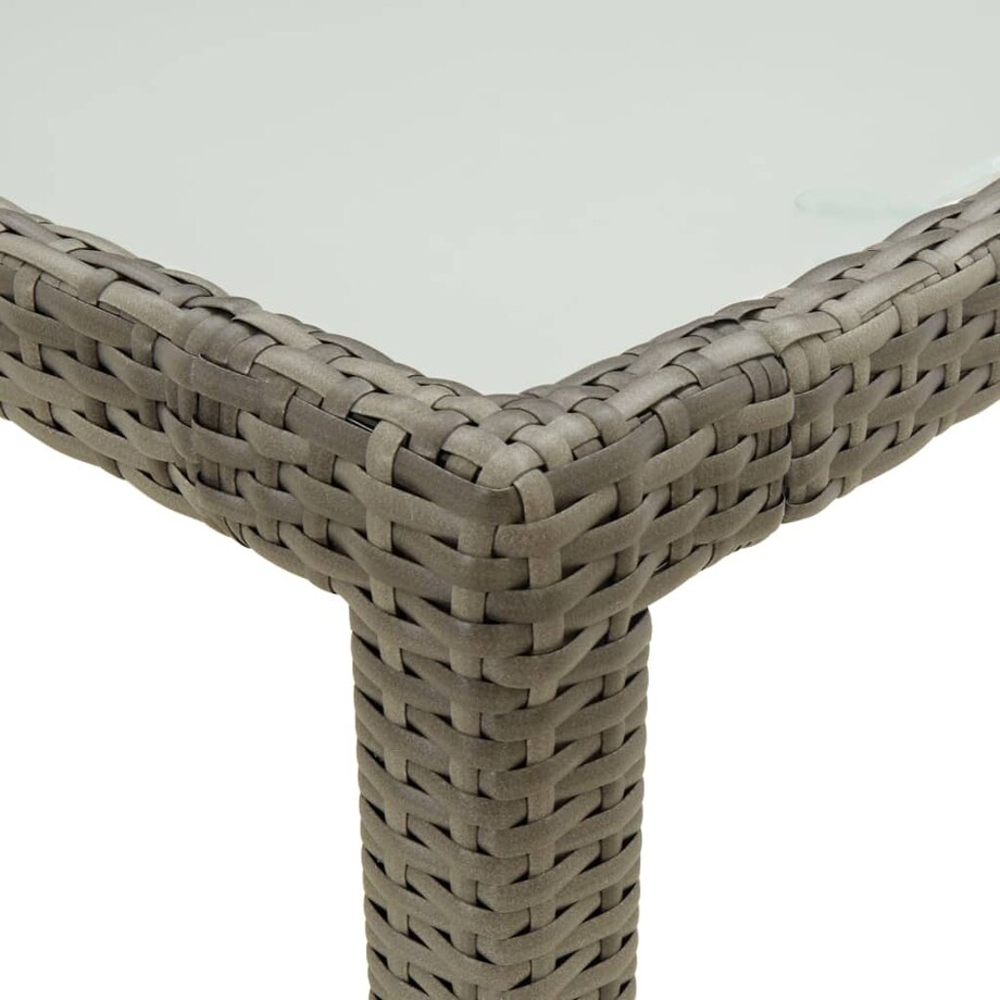 vidaXL Stół ogrodowy, 150x90x75 cm, szkło hartowane i rattan PE, szary