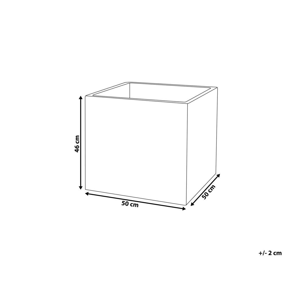 Doniczka kwadratowa 50 x 50 x 46 cm czarna PAROS