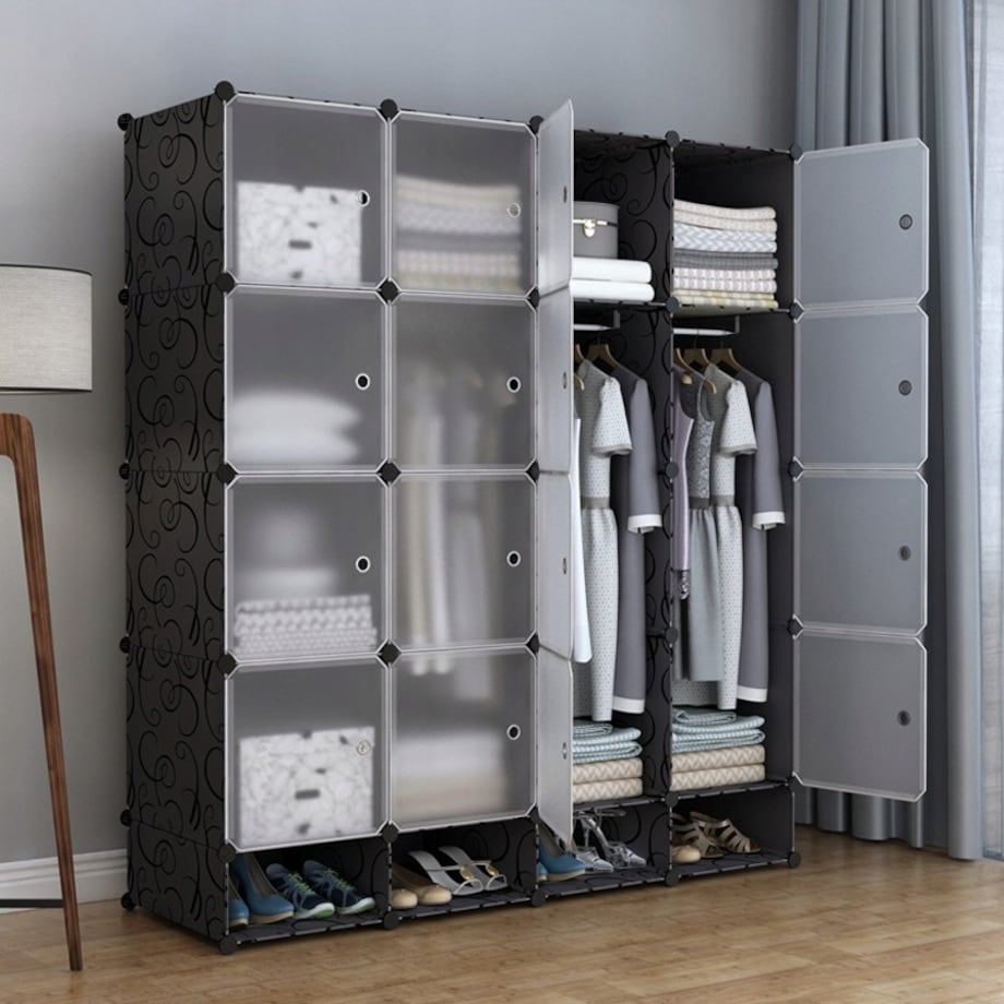 Duża modułowa szafa garderoba półka wieszak xxl czarna wysoka pojemna