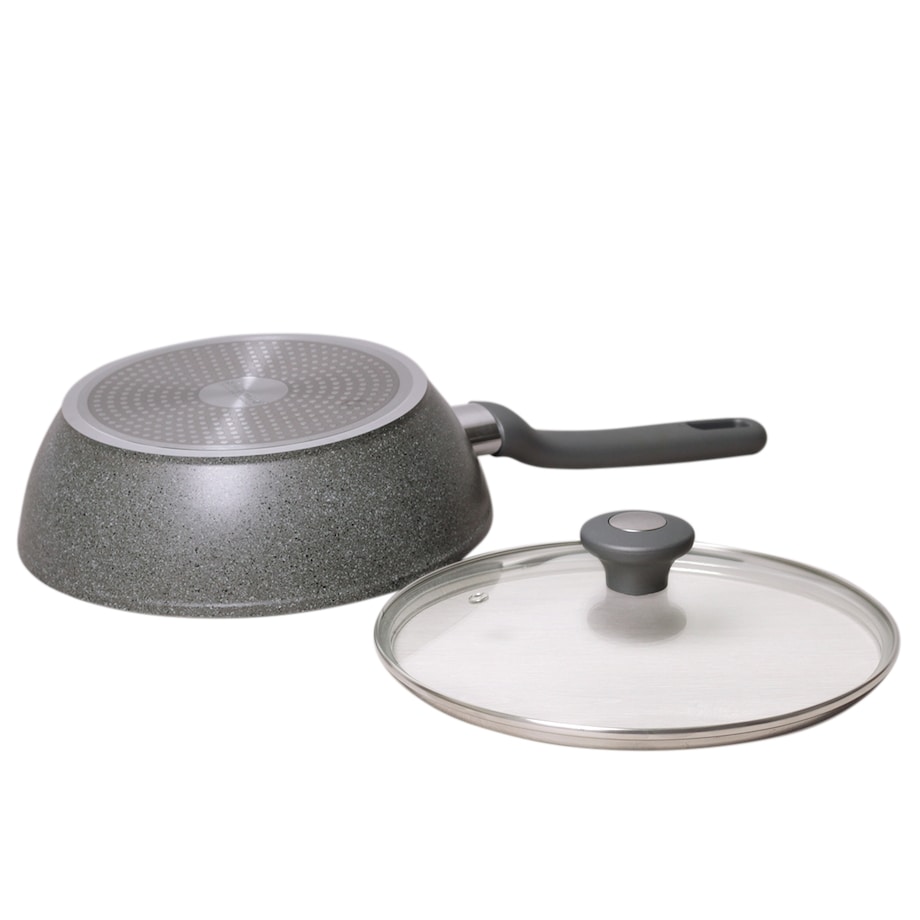 Patelnia głęboka wok granitowa 24cm z pokrywką indukcja KAMILLE