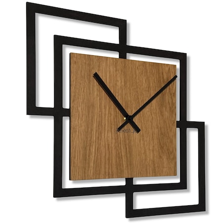 Zegar ścienny Squares 40cm czarny drewniany