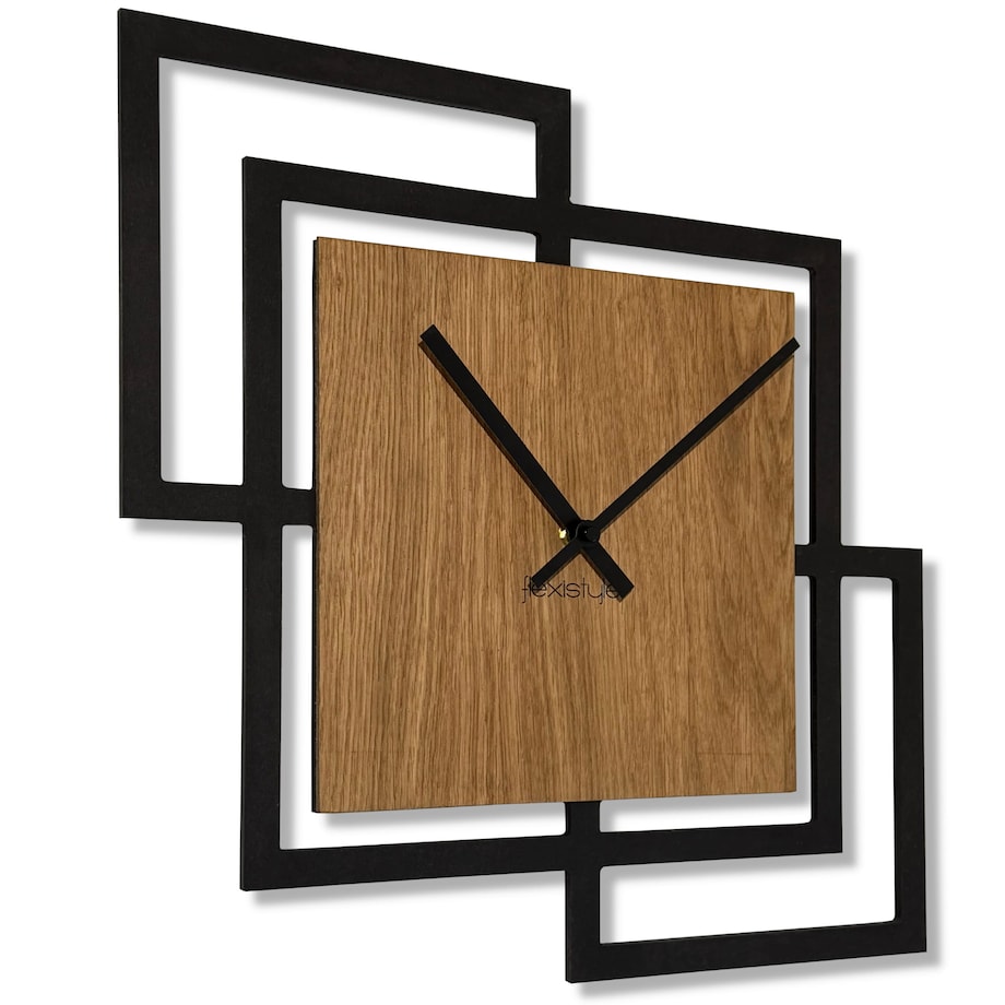 Zegar ścienny Squares 40cm czarny drewniany