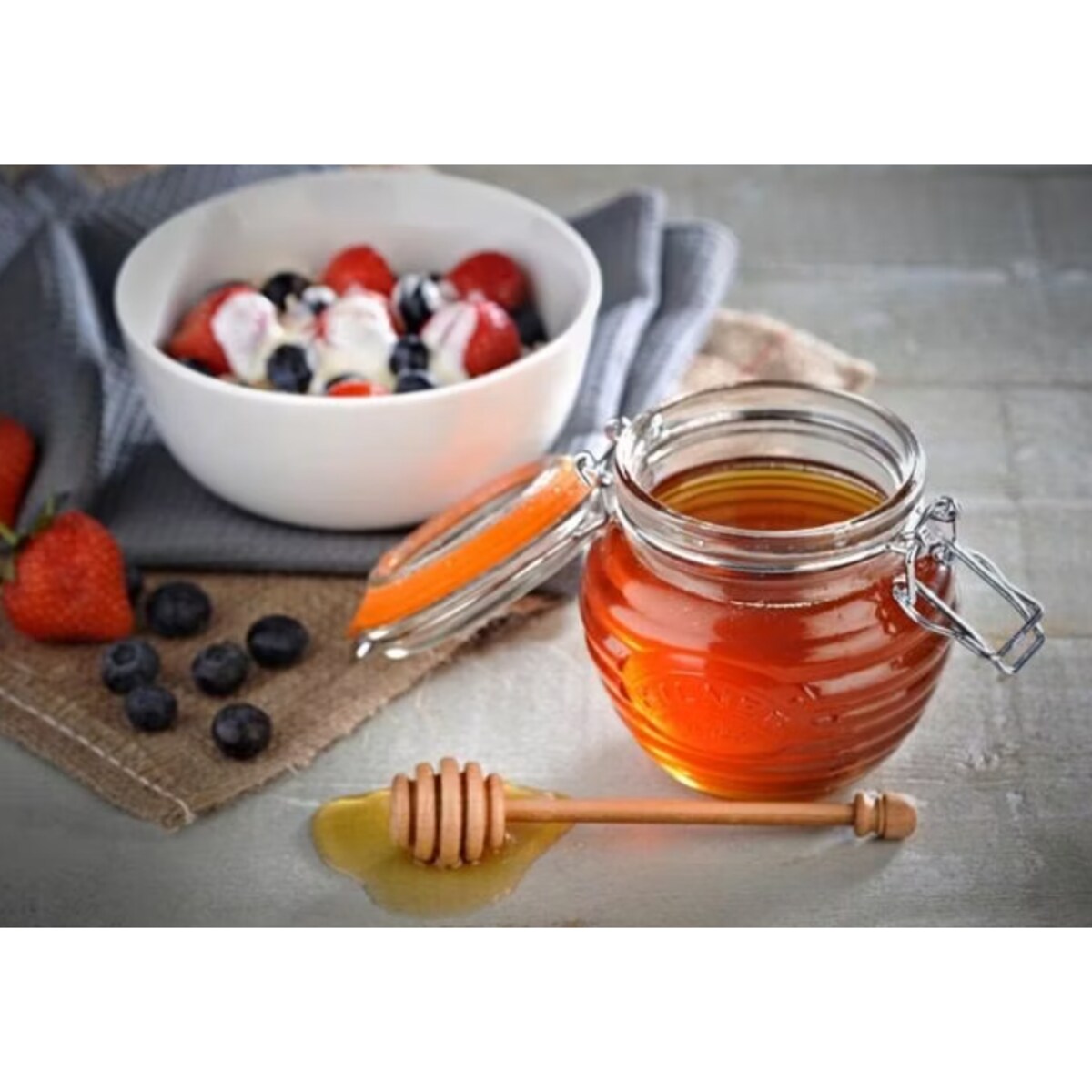 Słoik na miód z czerpakiem Clip Top, 400 ml, Kilner