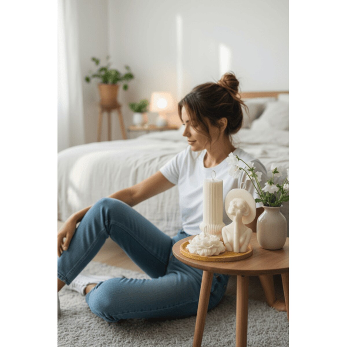 Zestaw eleganckich świec dekoracyjnych z tacą – wyjątkowy prezent dla kobiet + torba prezentowa GRATIS