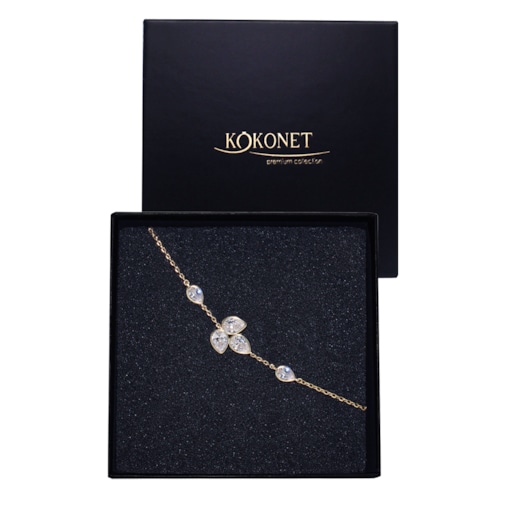 Bransoletka regulowana złota unikat z łezkami ELEGANCKA delikatna lekka