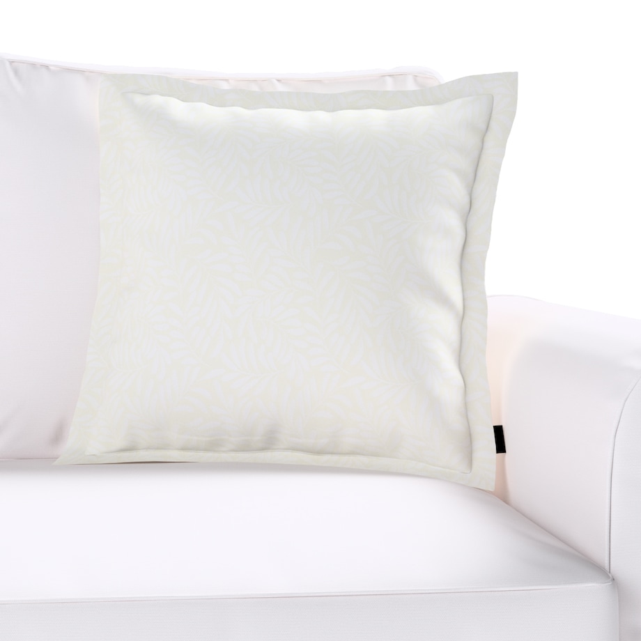 Poszewka Mona na poduszkę 45x45 śmietankowa biel, listki