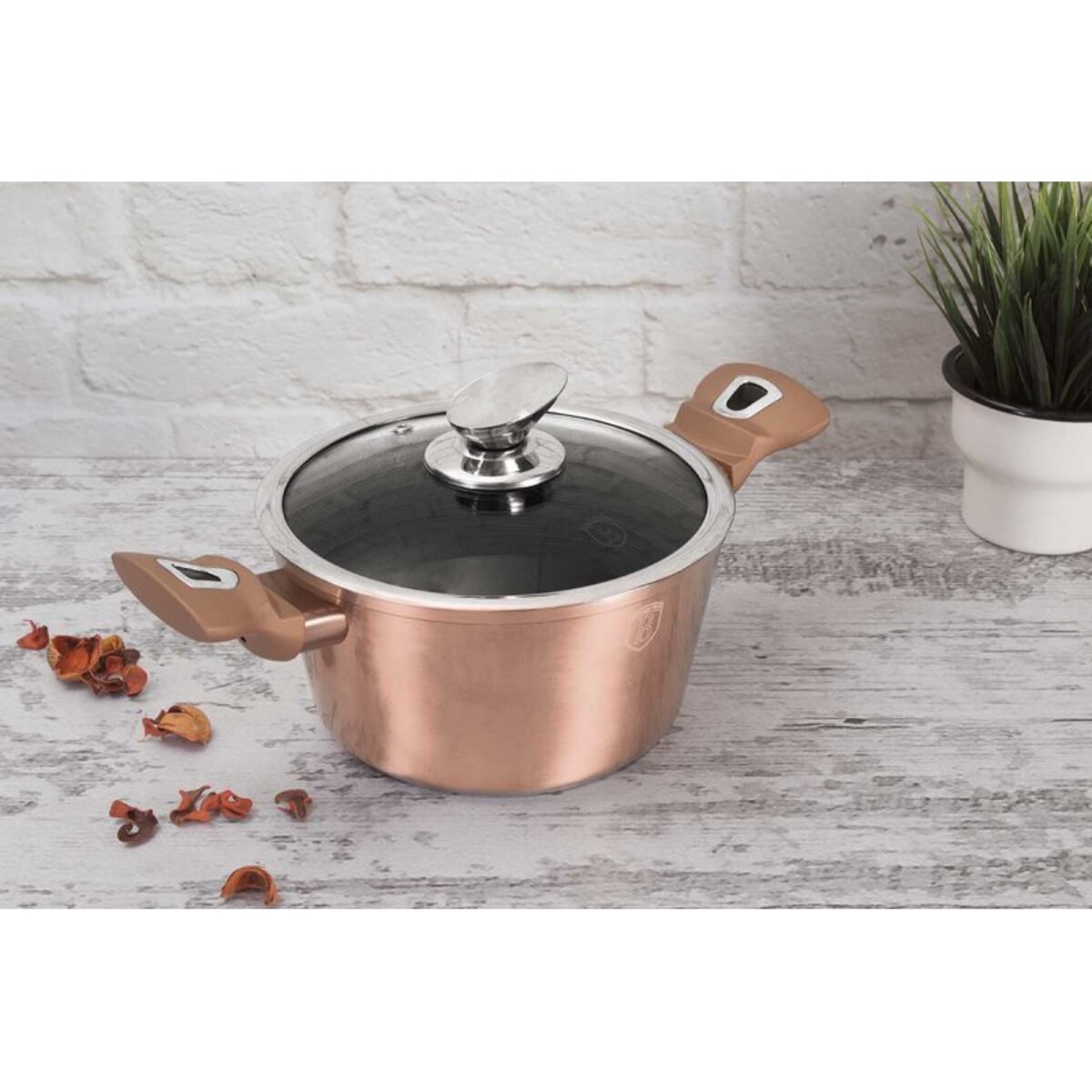 Zestaw garnków 6 elementowy z powłoką marmurową BerlingerHaus Rose Gold BH-7047