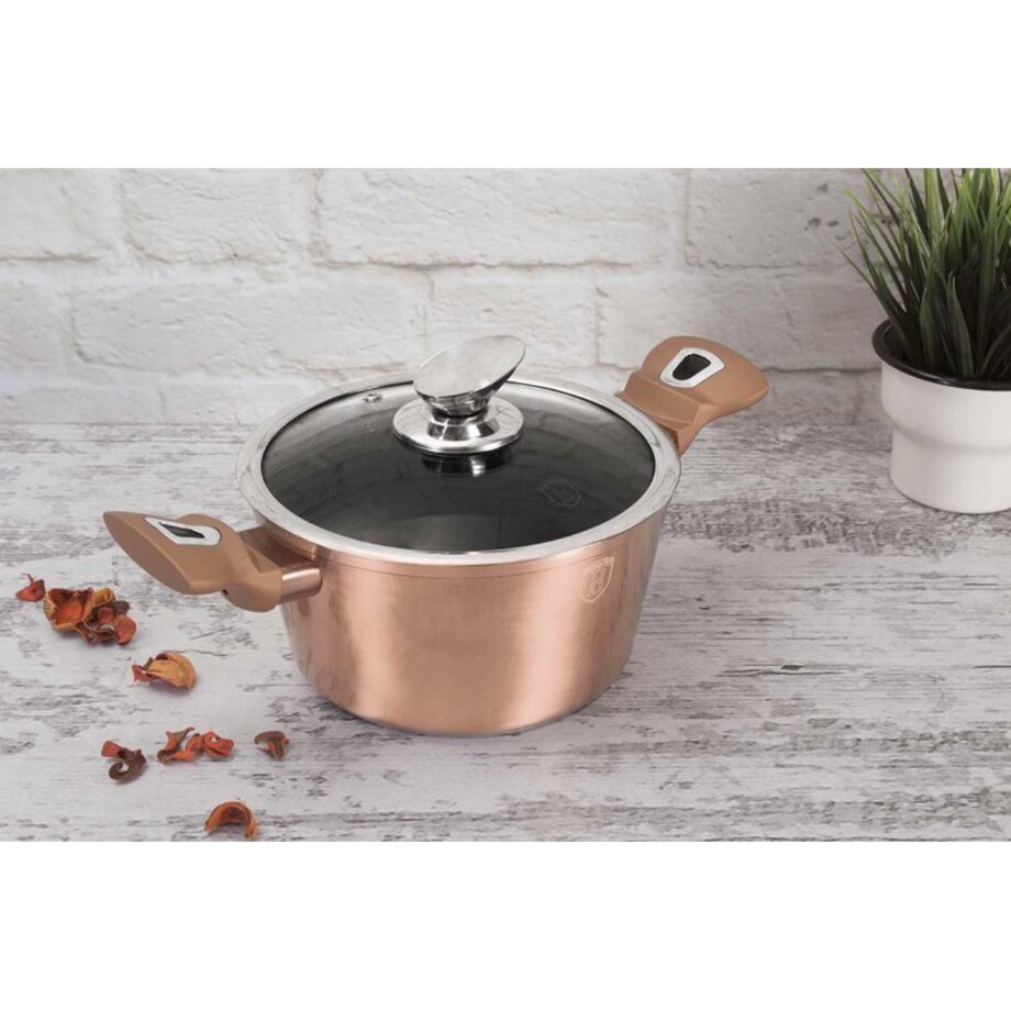 Zestaw garnków 6 elementowy z powłoką marmurową BerlingerHaus Rose Gold BH-7047