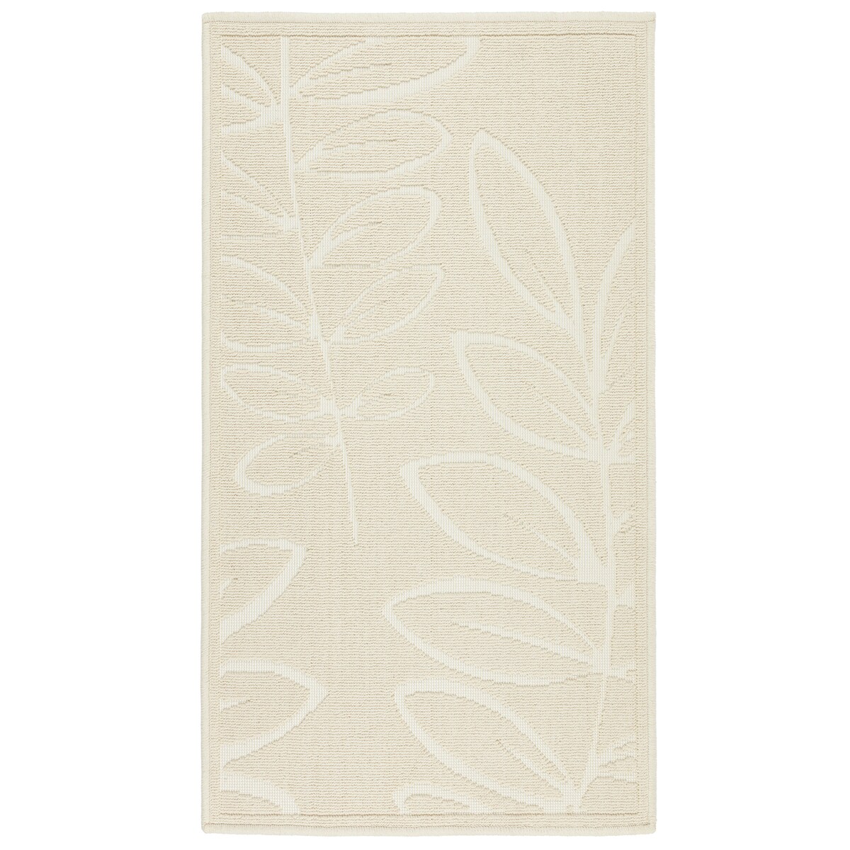 Dywanik łazienkowy Lino 73x135 cm bawełniany roślinny beżowy