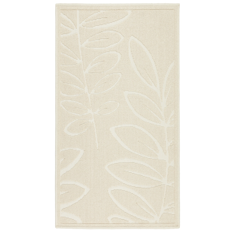 Dywanik łazienkowy Lino 73x135 cm bawełniany roślinny beżowy