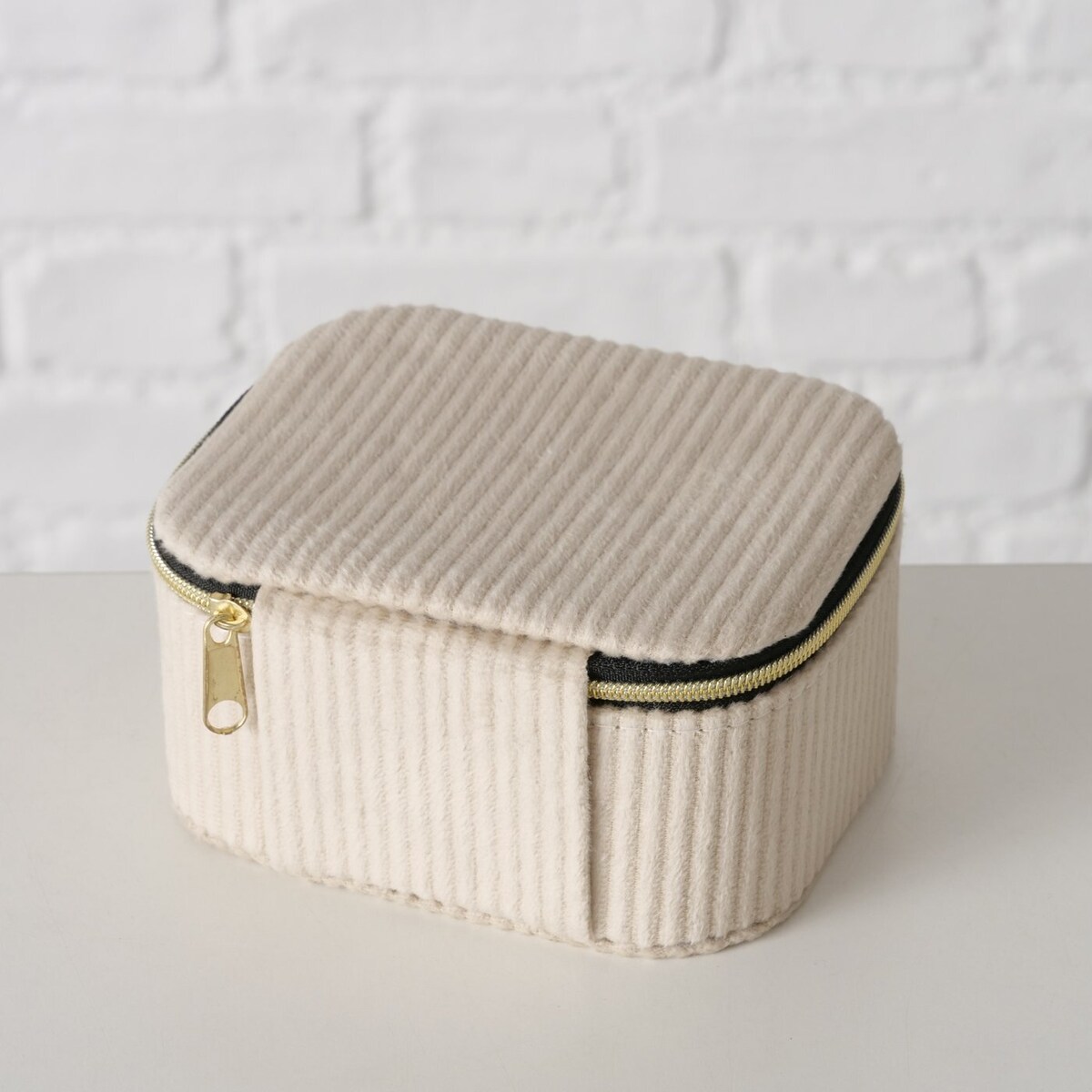 Pudełko na biżuterię obite sztruksem CAJA, 12 x 10 x 6 cm