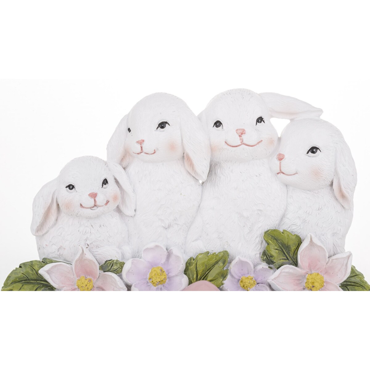 Dekoracja - 4 wesołe króliczki z pisankami 14,5x19x6 cm