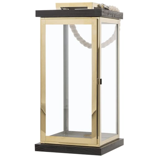 Lampion szklany 41 cm mosiężny BORNEO