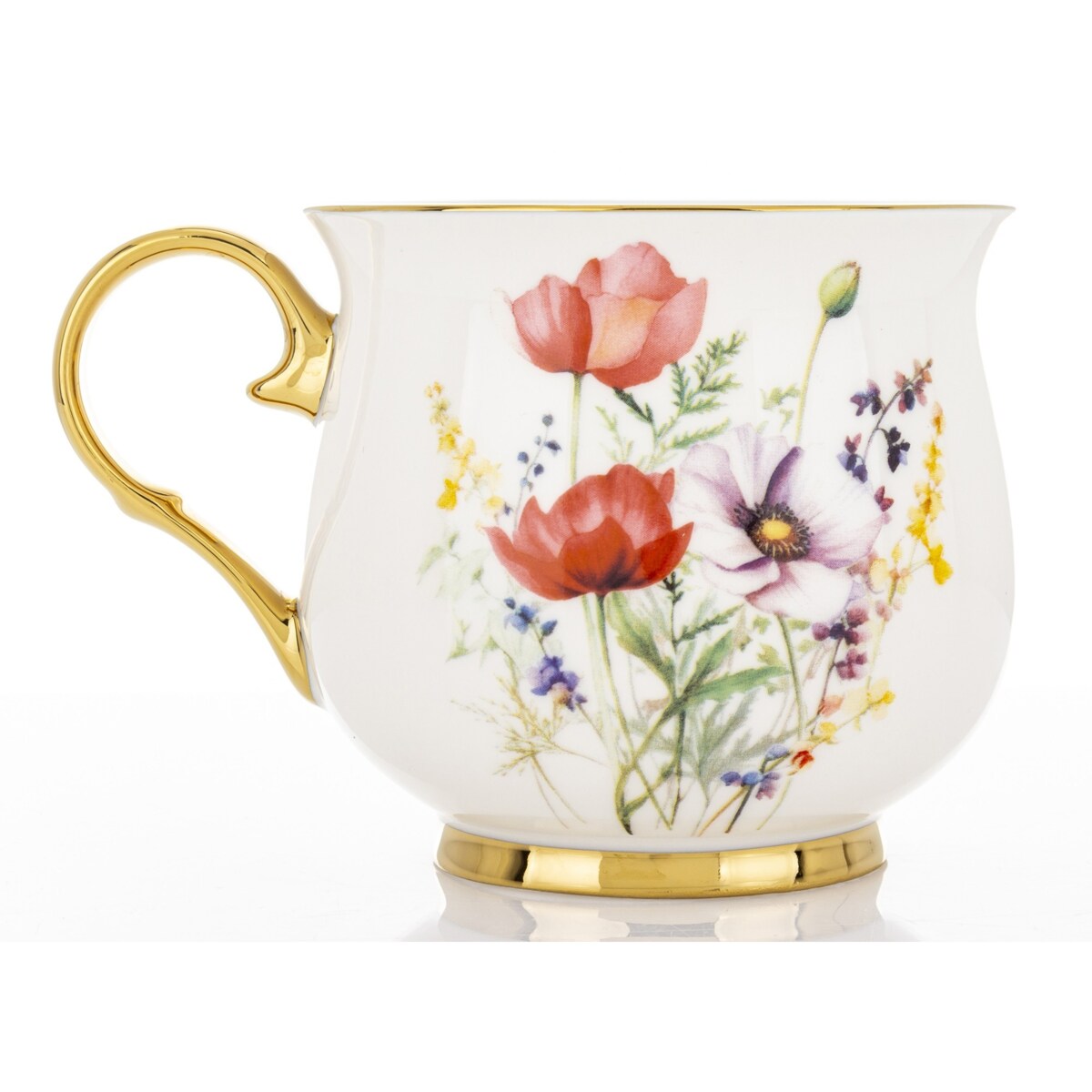 Kubek porcelanowy baryłka 430 ml z pudełkiem 9x13,5x10 cm BALERO-5 dwa czerwone maki