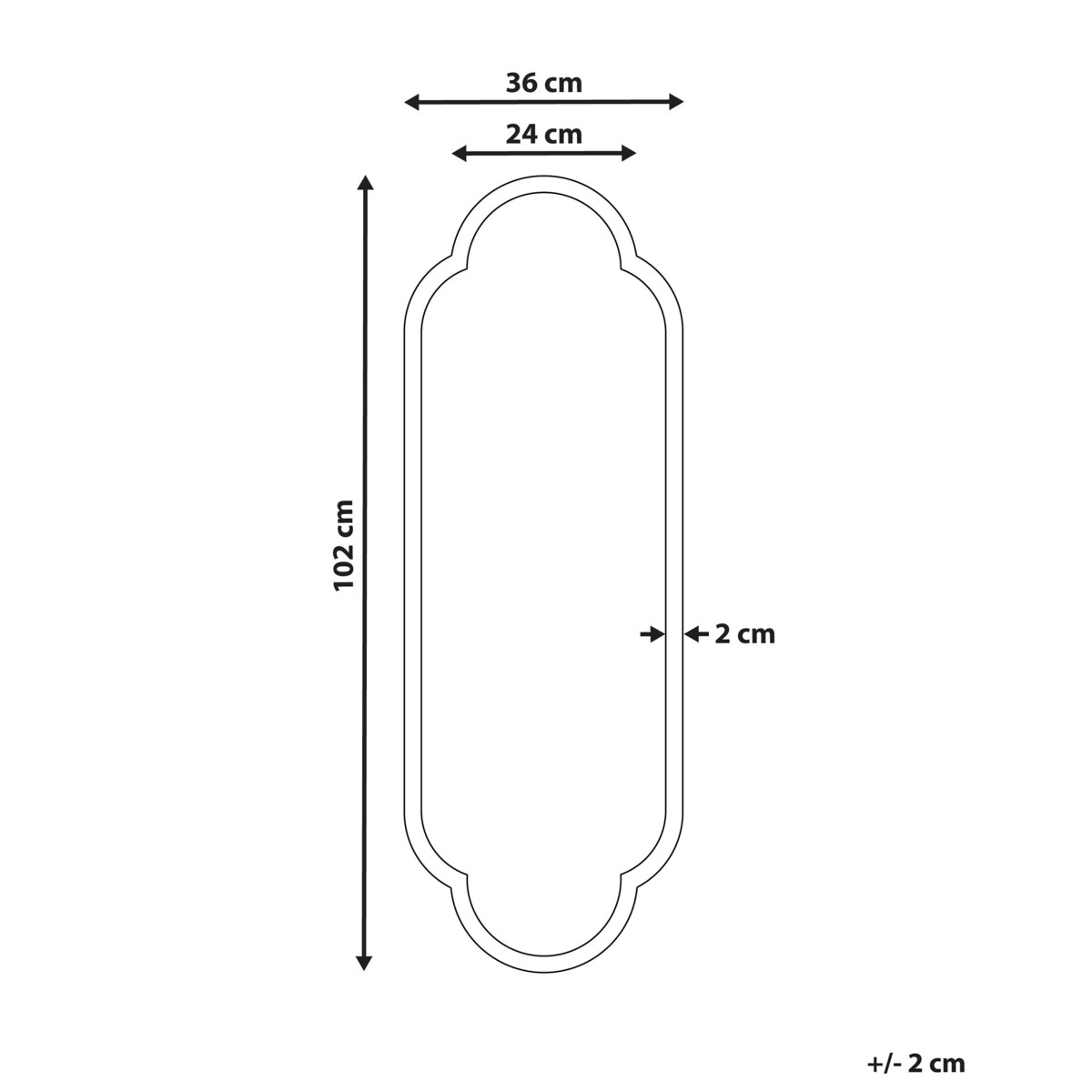 Lustro ścienne metalowe 36 x 102 cm czarne TROUY
