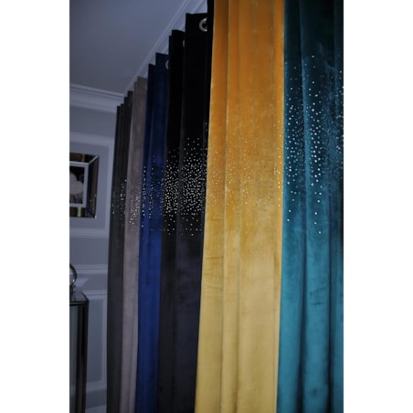Zasłona welurowa "ALLUMINIUM" 140x250 KRYSZTAŁKI na przelotki musztardowy