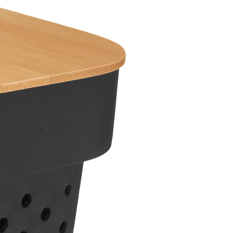 Plastikowy pojemnik z bambusową pokrywą, 36 x 26 x 14 cm