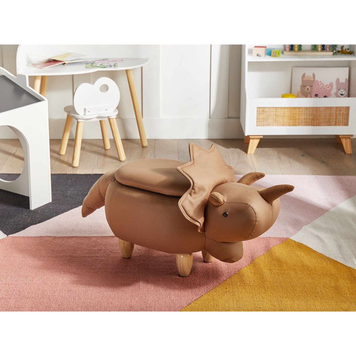 Pufa zwierzak ze schowkiem TRICERATOPS Brązowy Dinozaur