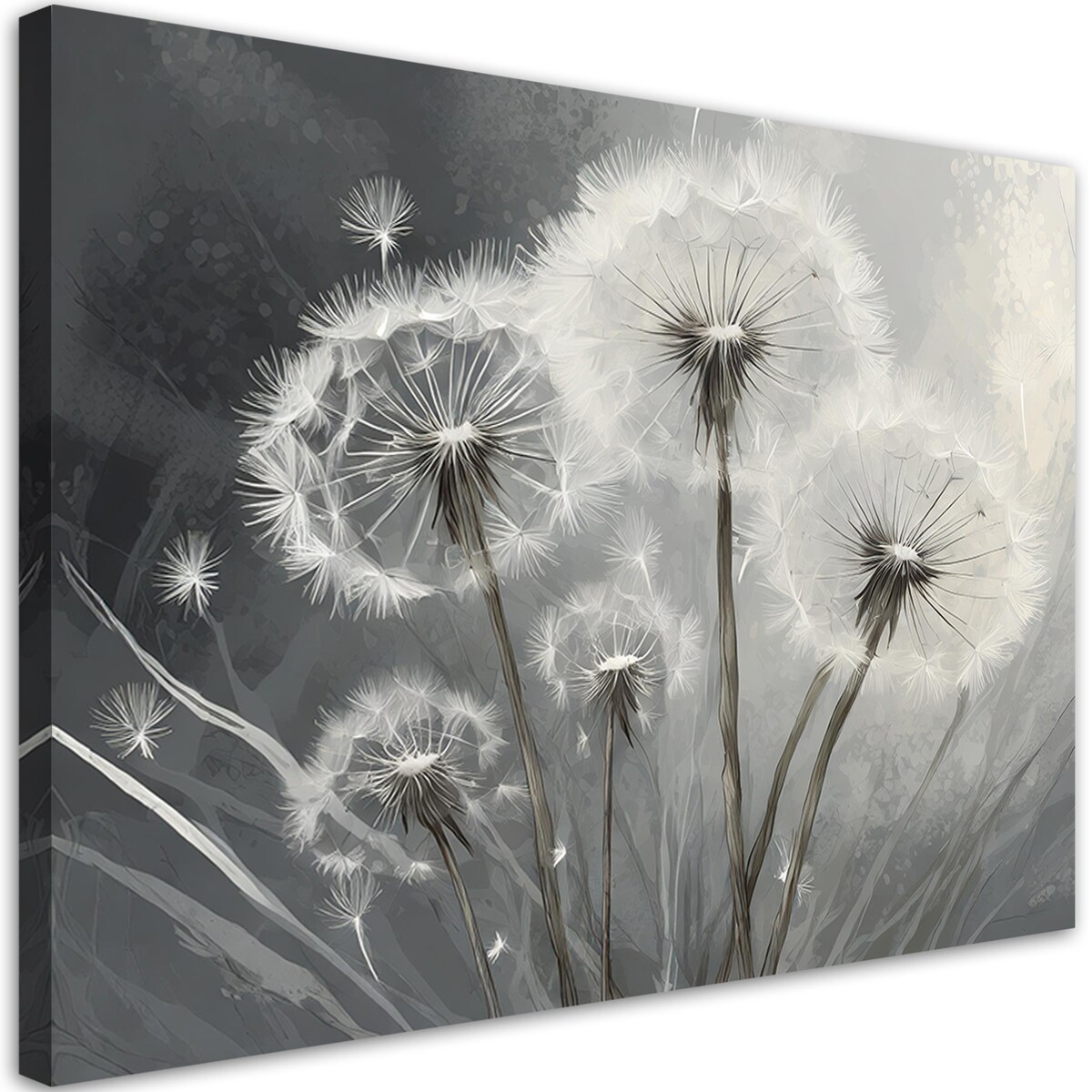 Nowoczesny obraz na ścianę do salonu sypialni Dmuchawce Rośliny Natura Szary 120x80