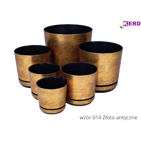 14 cm wzór ZŁOTO ANTYCZNE Doniczka z podstawką klasyczna elegancka rustykalna starożytna