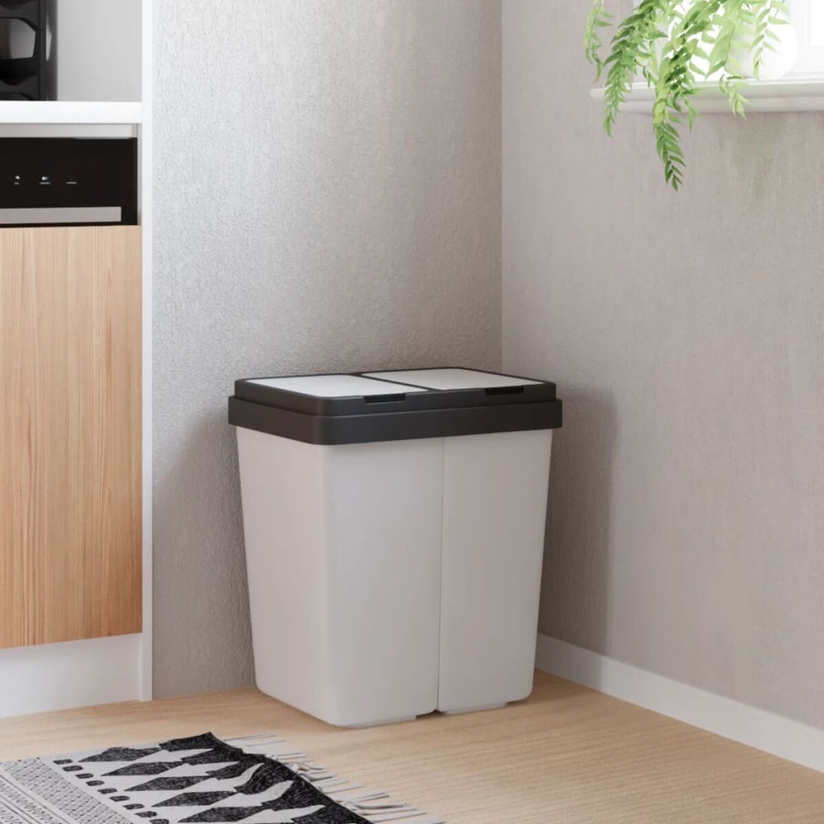 vidaXL Podwójny kosz na śmieci, biały, 2x25 L