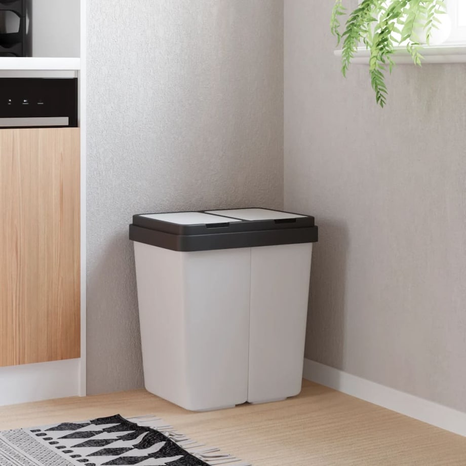 vidaXL Podwójny kosz na śmieci, biały, 2x25 L