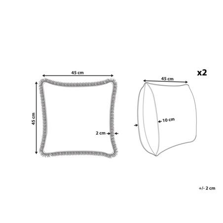 2 bawełniane poduszki dekoracyjne w kwiaty z frędzlami 45 x 45 cm biało-pomarańczowe SATIVUS
