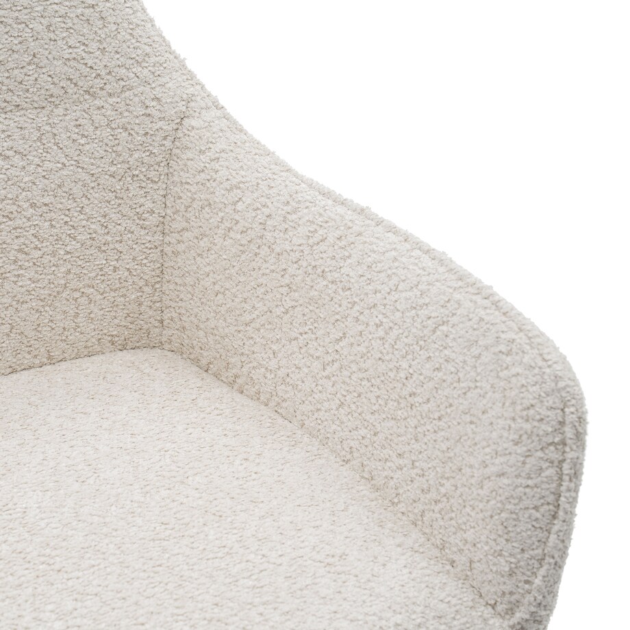 Krzesło tapicerowane obrotowe boucle do salonu QUATTRO kremowe