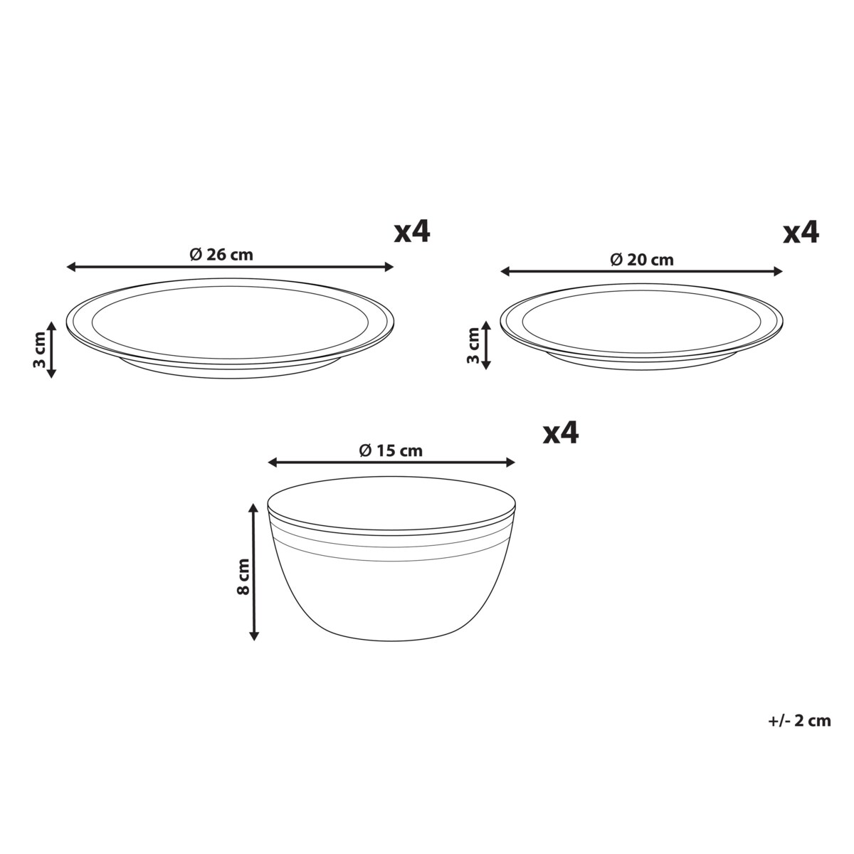 Zastawa stołowa 12-częściowa CHIVES Kamionka Jasnoszary