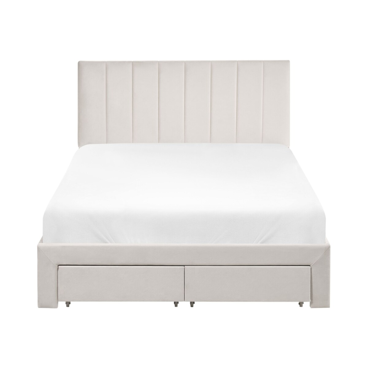 Łóżko z szufladami Welur LONZAC 120 x 200 cm Złamana biel