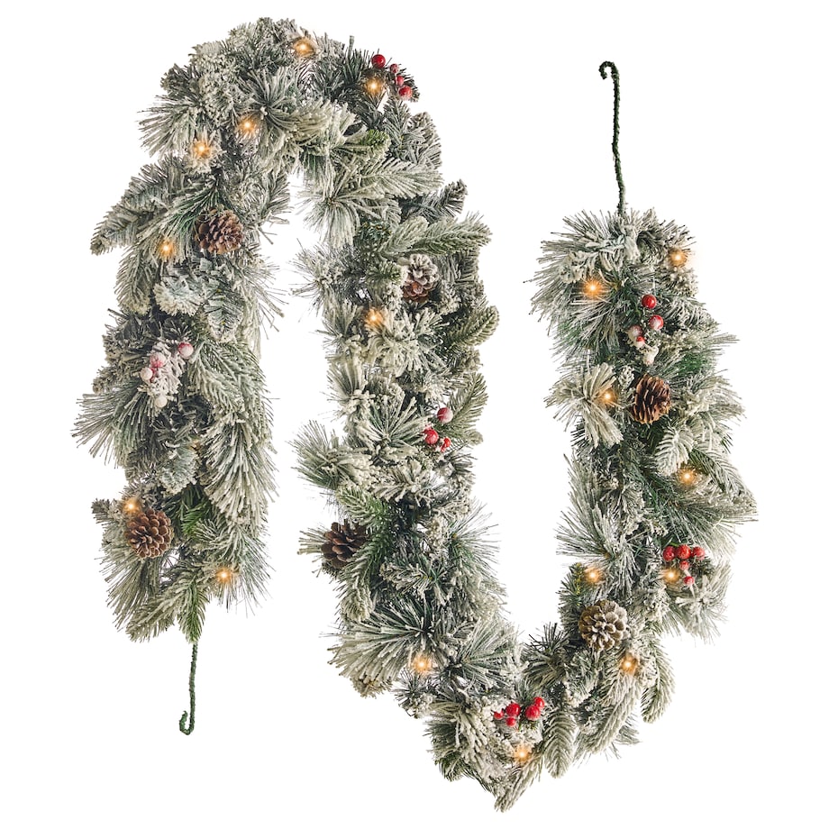 Ośnieżona świąteczna girlanda LED WHITEHORN 180 cm Biały