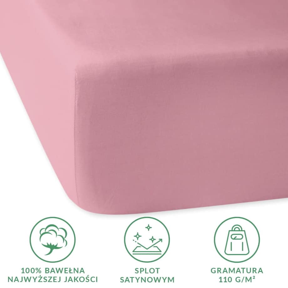 Prześcieradło satynowe z gumką wrzosowe 220 x 200 cm
