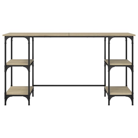 vidaXL Biurko, dąb sonoma, 140x50x75cm, metal, materiał drewnopochodny