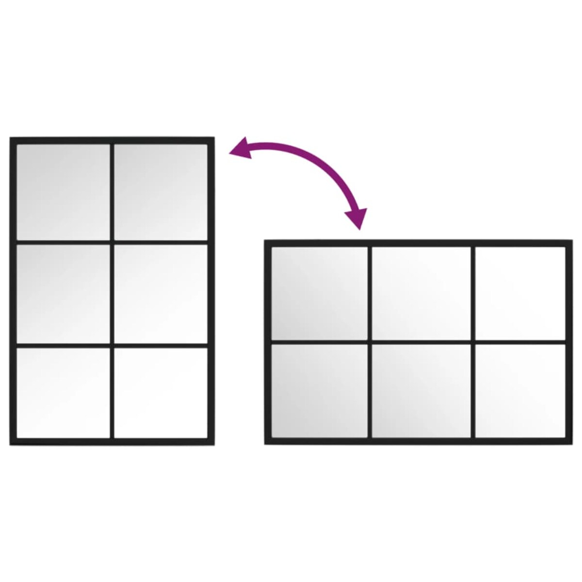 vidaXL Lustro ścienne, czarne, 60x40 cm, metalowe