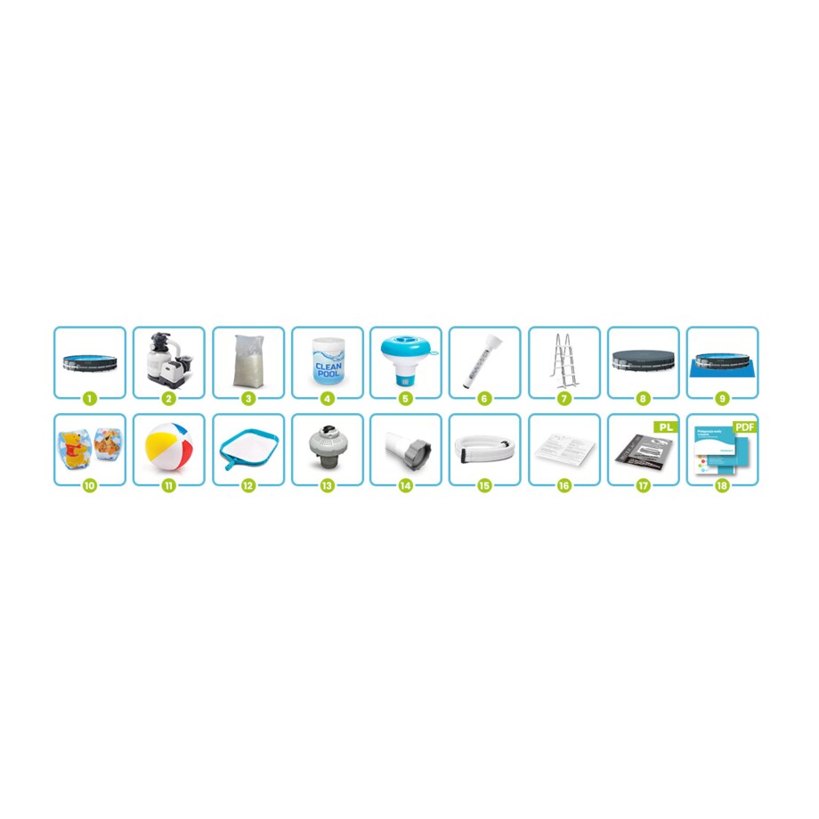 Basen ogrodowy stelażowy 610x122 cm Intex 26334 zestaw 17w1