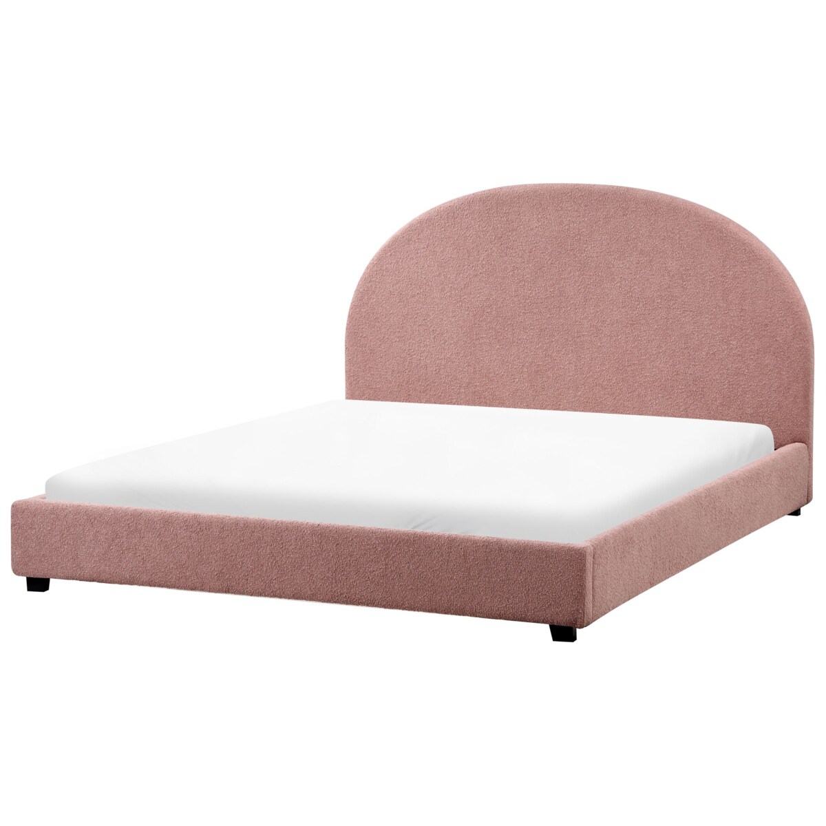 Łóżko boucle 160 x 200 cm pastelowy róż VAUCLUSE