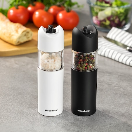 Młynek grawitacyjny do soli pieprzu przypraw w ziarnach czarny KLAUSBERG