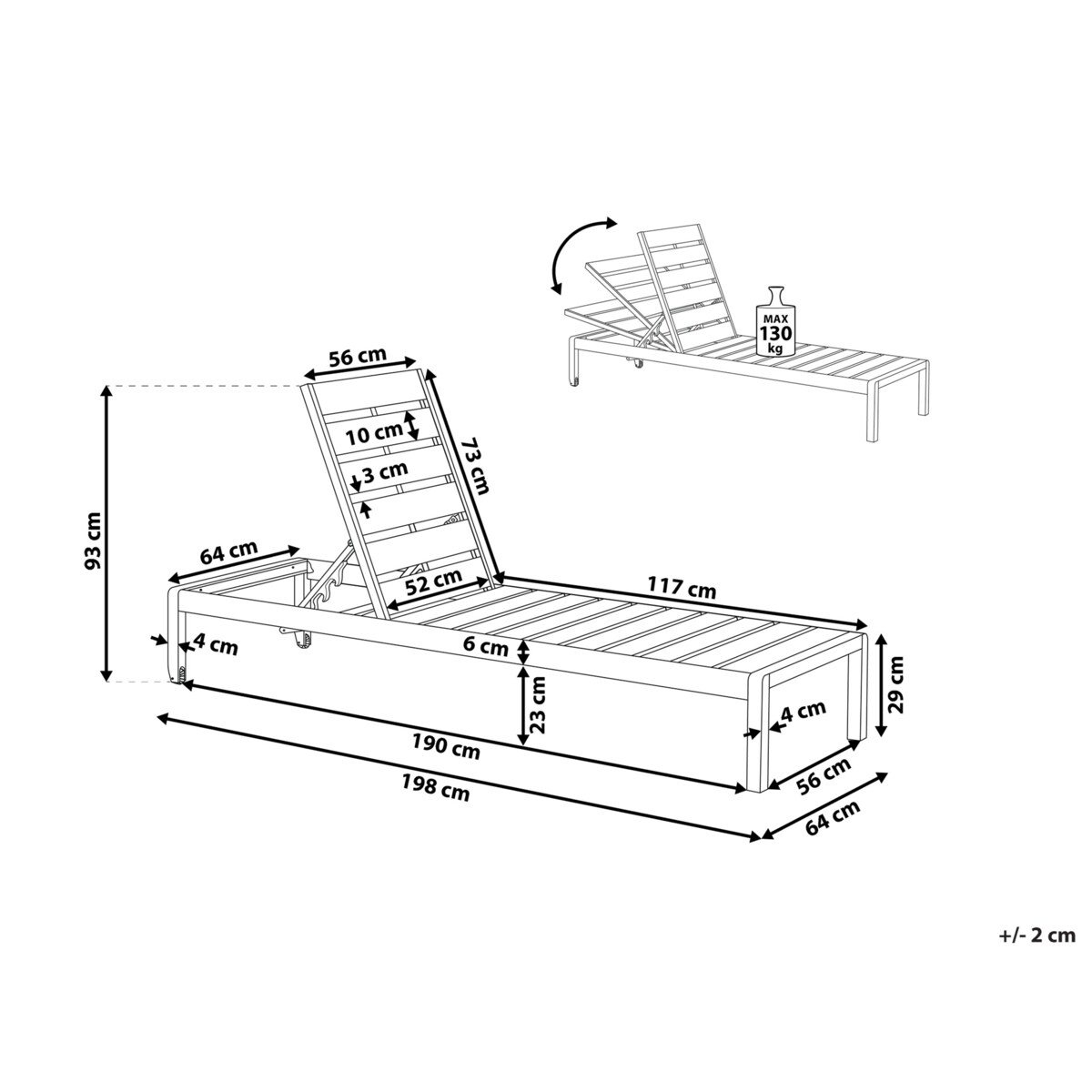 Leżak ogrodowy biały NARDO