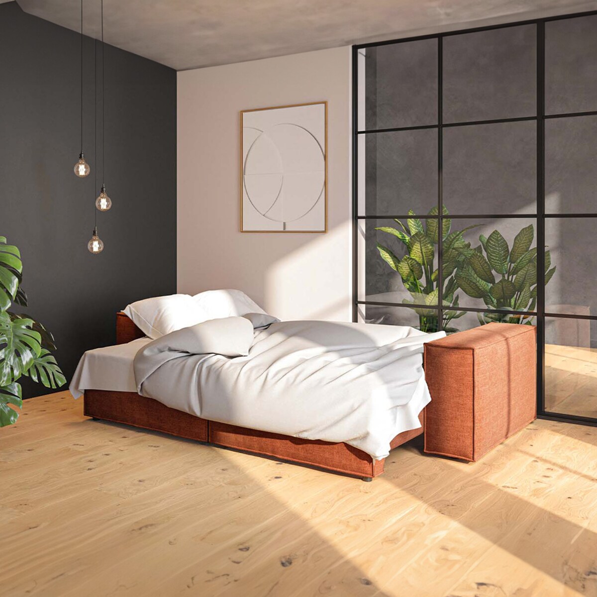 Melow 3-osobowa rozkładana sofa - pomarańczowa