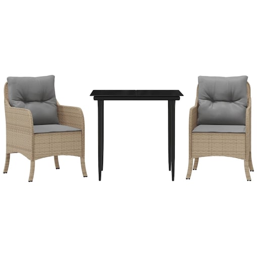 vidaXL 3-cz. zestaw mebli ogrodowych z poduszkami, beżowy, polirattan