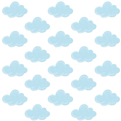 Naklejki Ścienne Dla Dzieci Niebieskie Chmurki Chmury Styl Boho Zestaw 120x60cm