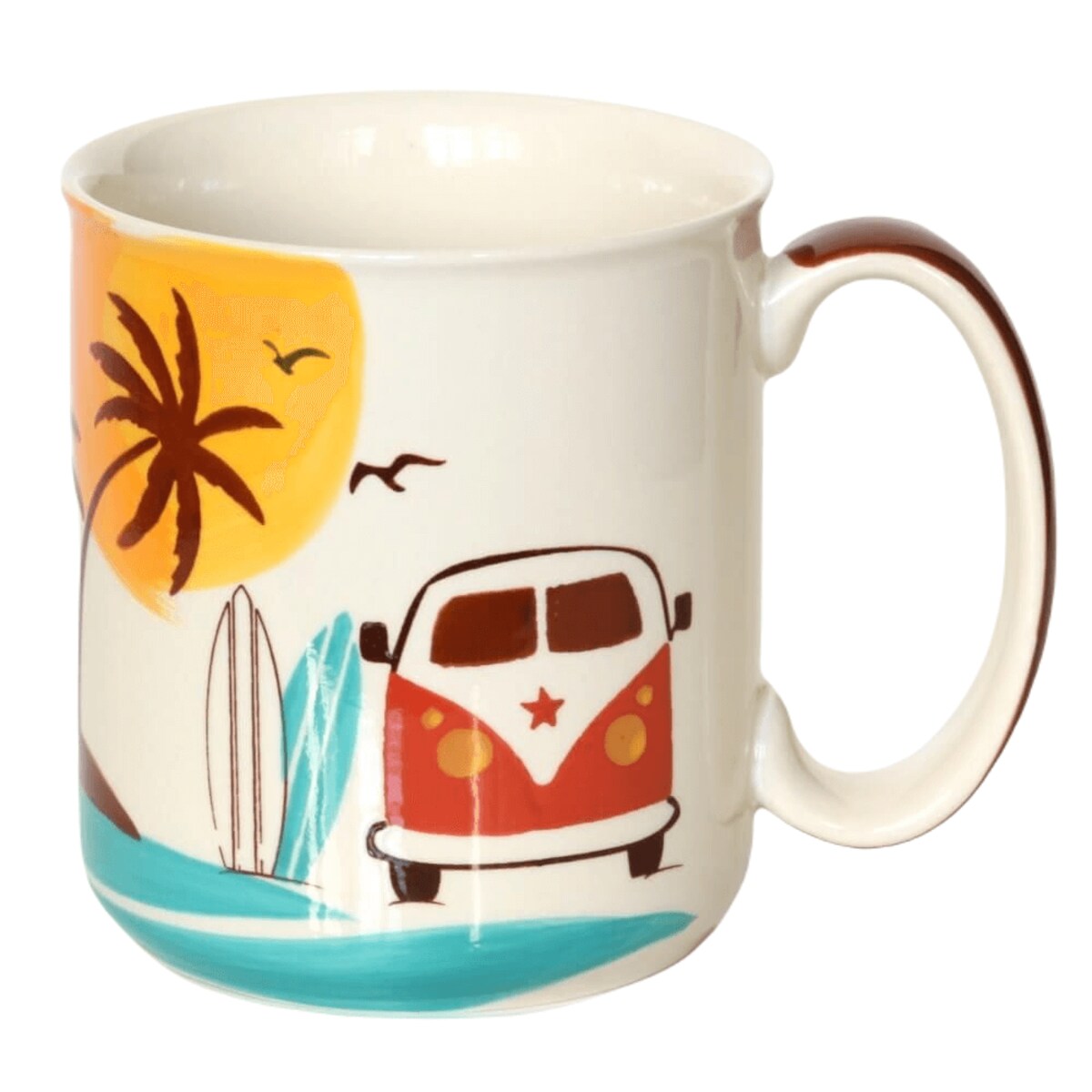 Kubek z uchwytem SUNSET 450ml - ręcznie malowany na kawę herbatę z letnim motywem, upominek prezent dla faceta mężczyzny kobiety